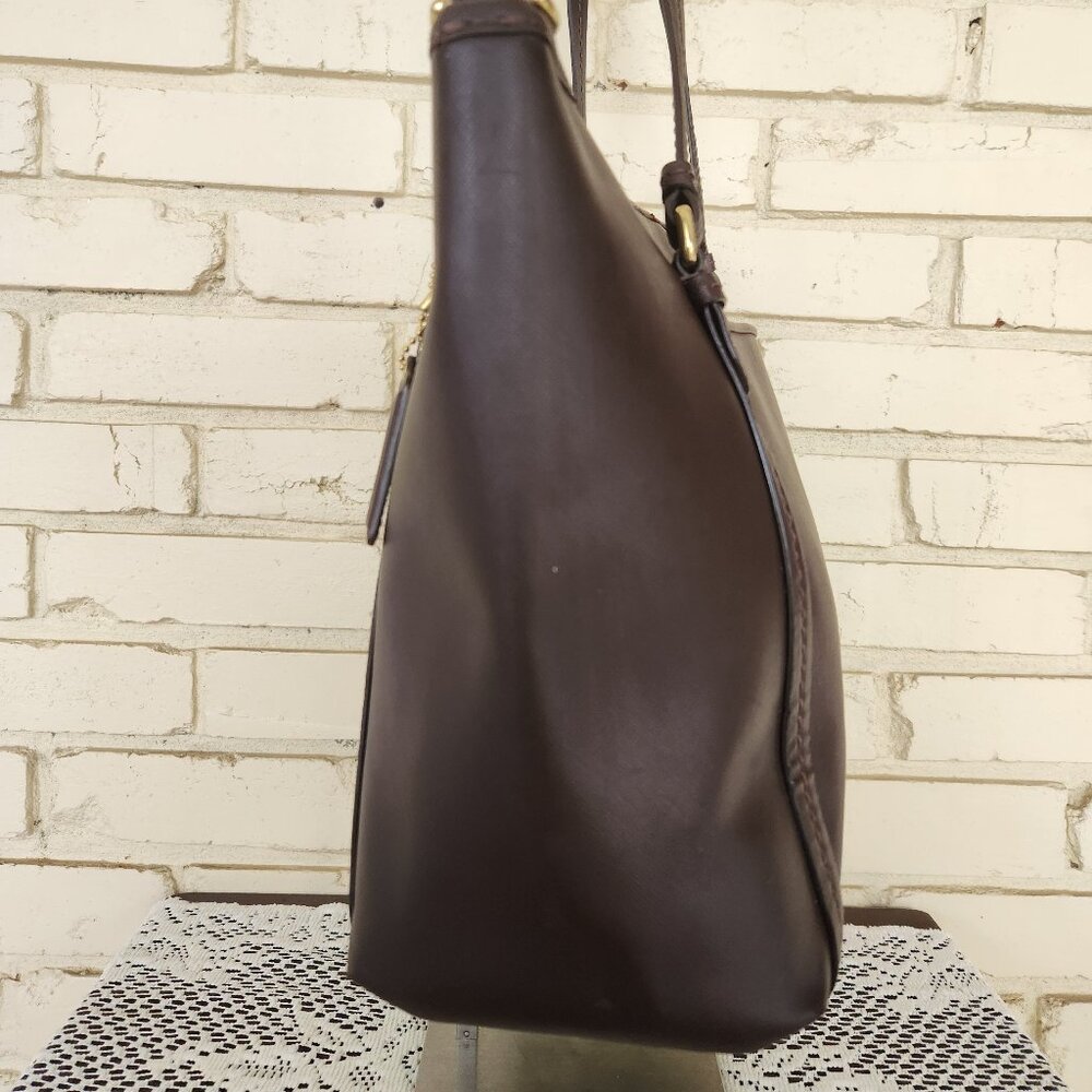 Euc Coach Brown Saffiano Leather Shoulder Bag Tote Purse - Picture 5 of 16